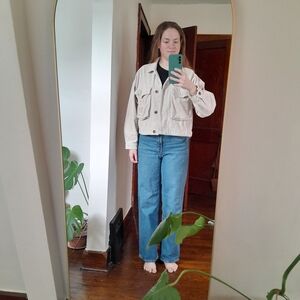 Forever 21 Light Beige Cropped Corduroy Jacket